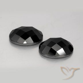 Gemas de Espinela Negro natural de 14.12 ct, Ovalada, Opaco