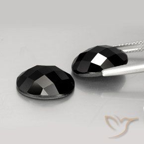 Gemas de Espinela Negro natural de 14.12 ct, Ovalada, Opaco