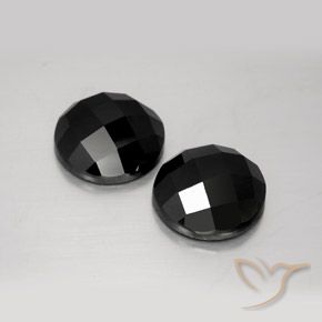 Gemas de Espinela Negro natural de 14.78 ct, Redondo, Opaco