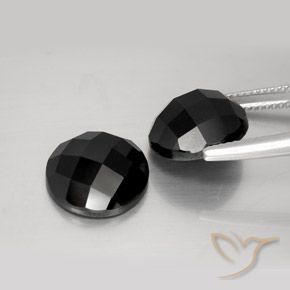 Gemas de Espinela Negro natural de 14.78 ct, Redondo, Opaco