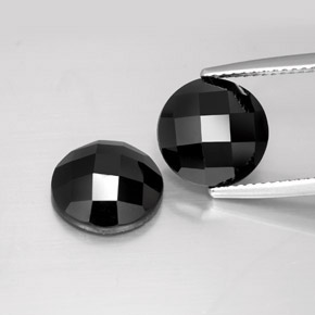 Gemas de Espinela Negro natural de 8.16 ct, Corte Redondo, Opaco