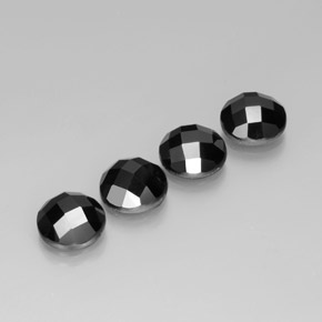 Gemas de Espinela Negro natural de 13.70 ct, Corte Redondo, Opaco
