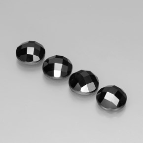 Gemas de Espinela Negro natural de 13.70 ct, Corte Redondo, Opaco
