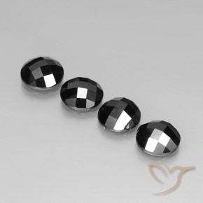 Gemas de Espinela Negro natural de 15.34 ct, Redondo, Opaco