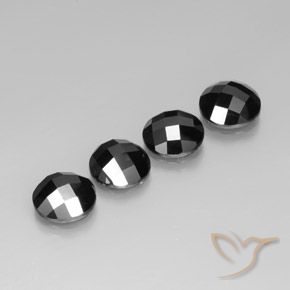 Gemas de Espinela Negro natural de 15.34 ct, Redondo, Opaco