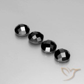 Gemas de Espinela Negro natural de 14.83 ct, Redondo, Opaco