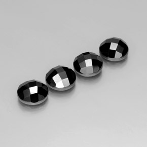 Gemas de Espinela Negro natural de 13.63 ct, Corte Redondo, Opaco