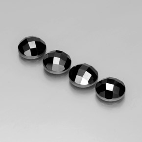 Gemas de Espinela Negro natural de 13.63 ct, Corte Redondo, Opaco
