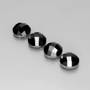 Gemas de Espinela Negro natural de 14.61 ct, Corte Redondo, Opaco