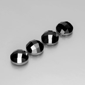 Gemas de Espinela Negro natural de 14.61 ct, Corte Redondo, Opaco