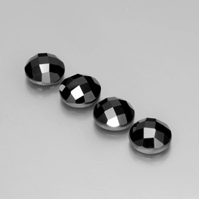 Gemas de Espinela Negro natural de 13.63 ct, Corte Redondo, Opaco