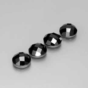 Gemas de Espinela Negro natural de 13.63 ct, Corte Redondo, Opaco