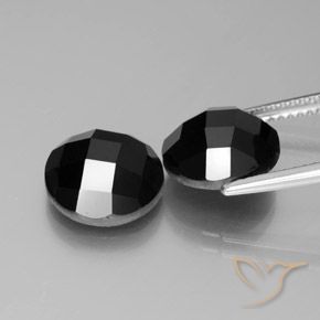 Gemas de Espinela Negro natural de 8.52 ct, Redondo, Opaco