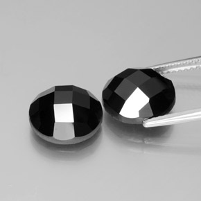 Gemas de espinela negro natural de 8,79 ct, corte redondo, opaco