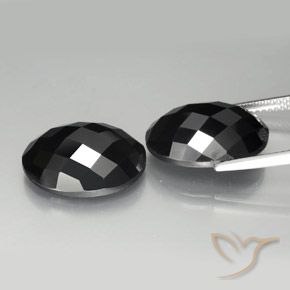 Gemas de Espinela Negro natural de 19.65 ct, Ovalada, Opaco
