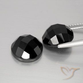 Gemas de Espinela Negro natural de 10.13 ct, Redondo, Opaco