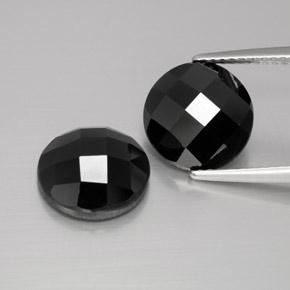 Gemas de Espinela Negro natural de 8.19 ct, Corte Redondo, Opaco