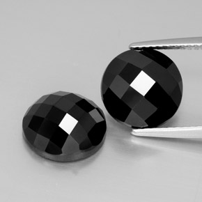 Gemas de Espinela Negro natural de 9.62 ct, Corte Redondo, Opaco