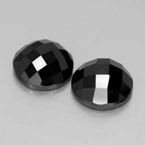 Gemas de Espinela Negro natural de 9.62 ct, Corte Redondo, Opaco