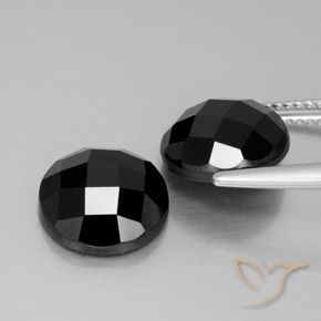 Gemas de Espinela Negro natural de 8.40 ct, Redondo, Opaco
