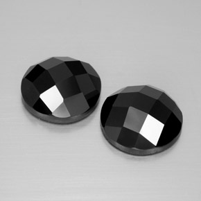 Gemas de Espinela Negro natural de 8.10 ct, Corte Redondo, Opaco