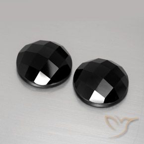 Gemas de Espinela Negro natural de 13.84 ct, Redondo, Opaco