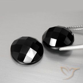 Gemas de Espinela Negro natural de 13.84 ct, Redondo, Opaco