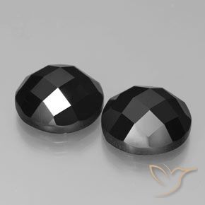 Gemas de Espinela Negro natural de 13.73 ct, Redondo, Opaco
