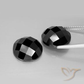 Gemas de Espinela Negro natural de 13.47 ct, Redondo, Opaco