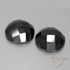 Gemas de Espinela Negro natural de 14.69 ct, Redondo, Opaco