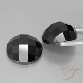 Gemas de Espinela Negro natural de 14.69 ct, Redondo, Opaco