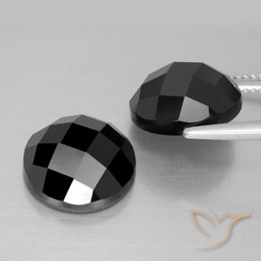 Gemas de Espinela Negro natural de 15.94 ct, Redondo, Opaco
