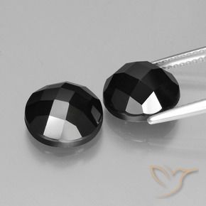 Gemas de Espinela Negro natural de 9.22 ct, Redondo, Opaco