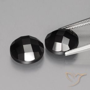 Gemas de Espinela Negro natural de 8.96 ct, Redondo, Opaco