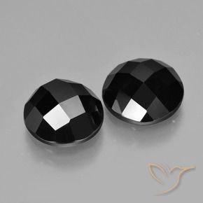 Gemas de Espinela Negro natural de 8.24 ct, Redondo, Opaco