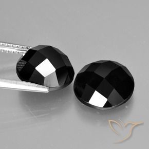 Gemas de Espinela Negro natural de 8.24 ct, Redondo, Opaco