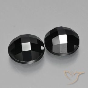 Gemas de Espinela Negro natural de 9.18 ct, Redondo, Opaco