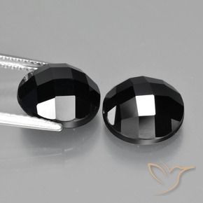 Gemas de Espinela Negro natural de 9.18 ct, Redondo, Opaco