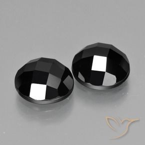 Gemas de Espinela Negro natural de 8.68 ct, Redondo, Opaco