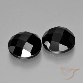 Gemas de Espinela Negro natural de 8.86 ct, Redondo, Opaco