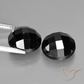 Gemas de Espinela Negro natural de 9.17 ct, Redondo, Opaco