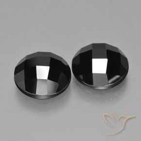 Gemas de Espinela Negro natural de 8.64 ct, Redondo, Opaco