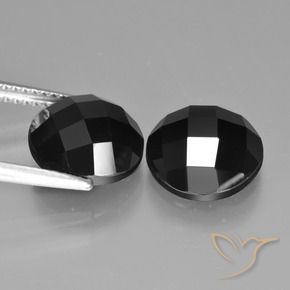 Gemas de Espinela Negro natural de 8.64 ct, Redondo, Opaco