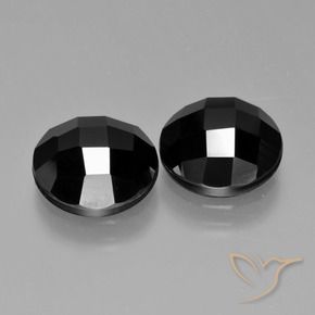 Gemas de Espinela Negro natural de 8.31 ct, Corte Redondo, Opaco