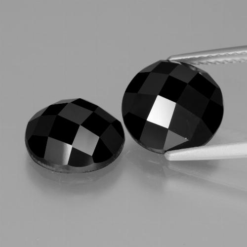 Gemas de espinela negro natural de 7,42 ct, corte redondo, opaco