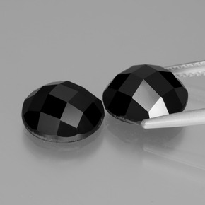 Gemas de espinela negro natural de 7,42 ct, corte redondo, opaco