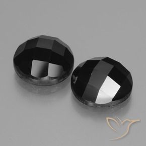 Gemas de Espinela Negro natural de 9.59 ct, Redondo, Opaco