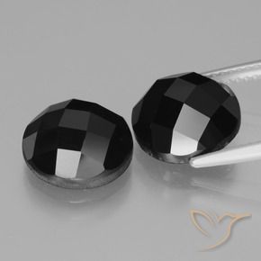 Gemas de Espinela Negro natural de 9.64 ct, Redondo, Opaco