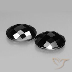 Gemas de Espinela Negro natural de 19.43 ct, Corte Óvalo, Opaco