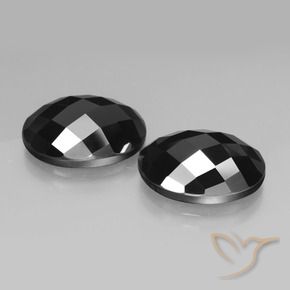 Gemas de Espinela Negro natural de 21.23 ct, Ovalada, Opaco